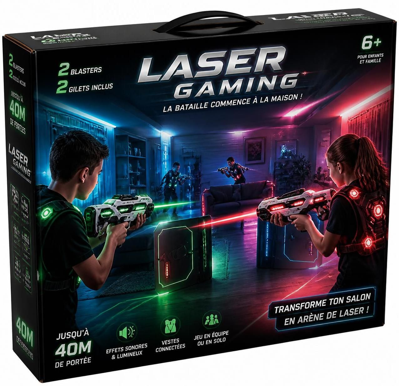 découvrez le laser x laser gaming set, une expérience immersive alliant jeux lumineux et compétition intense pour des moments ludiques inoubliables.